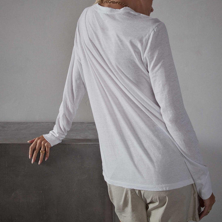 Long Sleeve Lotus Jersey Top in White | James Perse Los Angeles