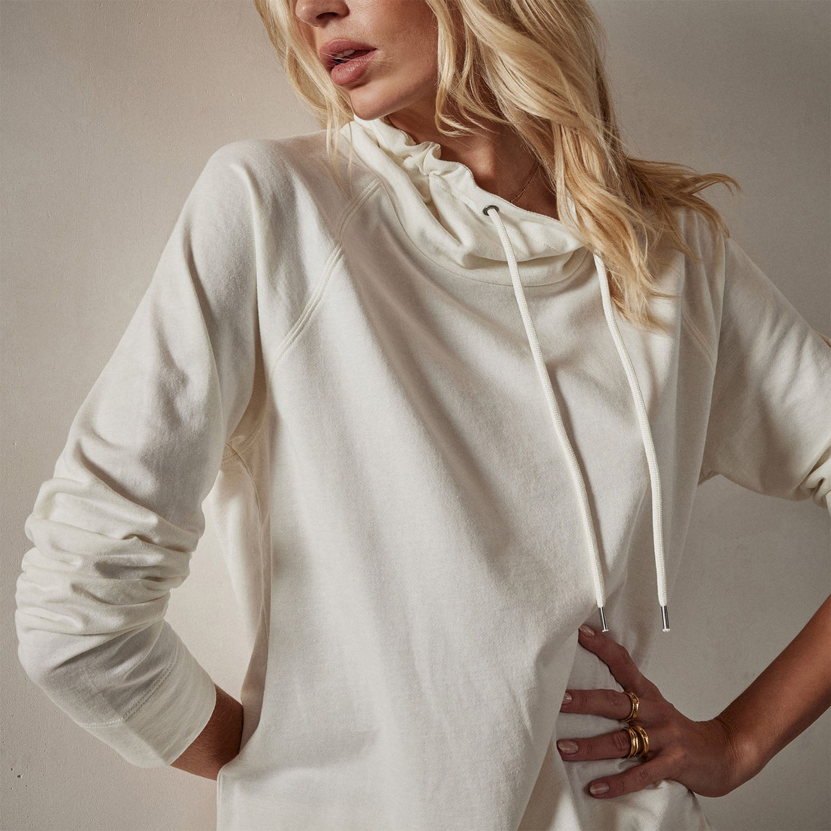 Terry Oversized Funnel Neck in Everest White | James Perse Los Angeles