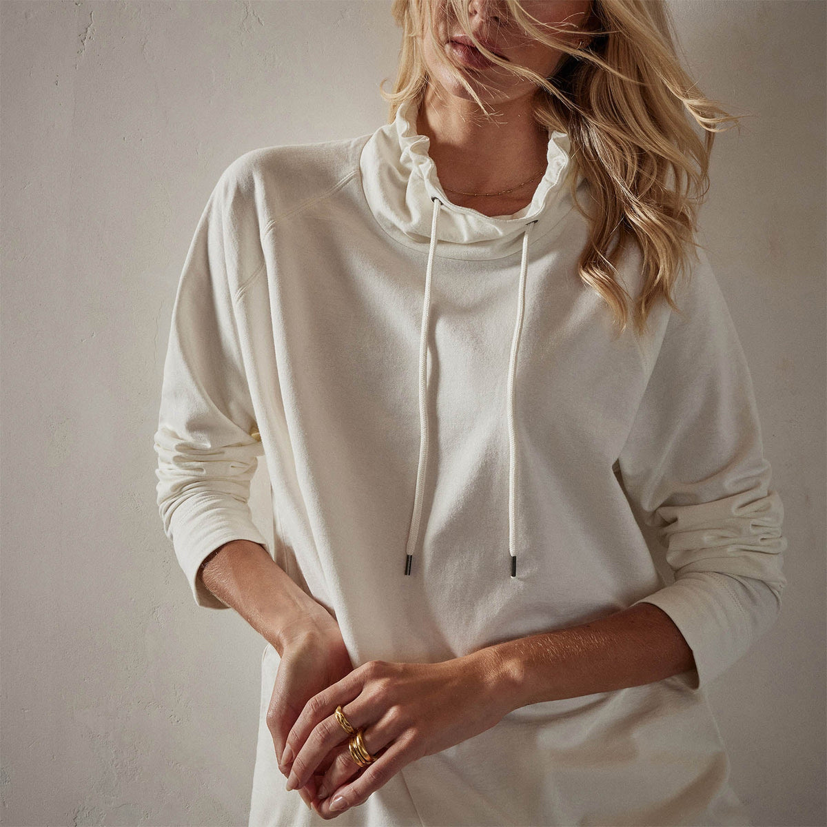 Terry Oversized Funnel Neck in Everest White | James Perse Los Angeles