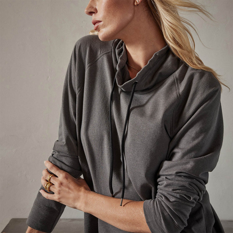 Terry Oversized Funnel Neck in Fin | James Perse Los Angeles