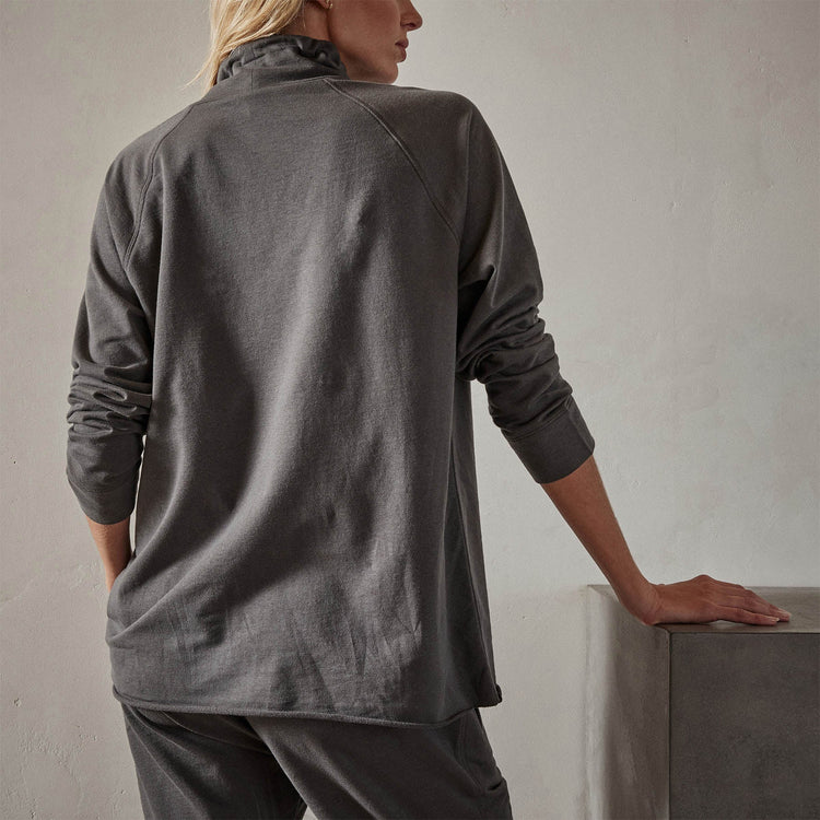 Terry Oversized Funnel Neck in Fin | James Perse Los Angeles