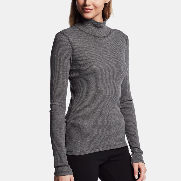 Technical Jersey Ribbed Turtleneck In Carbon | James Perse Los Angeles