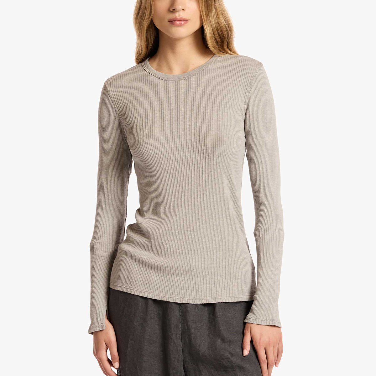 Technical Rib Knit Tee - Platinum | James Perse Los Angeles