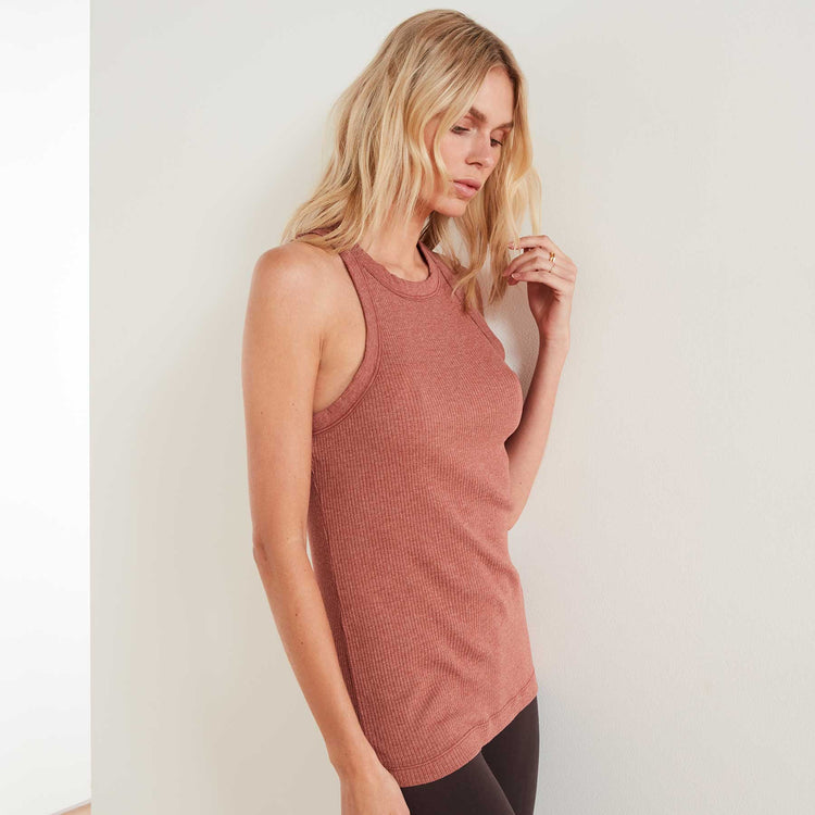 Technical Jersey Ribbed Cut Away Tank In Ember | James Perse Los Angeles