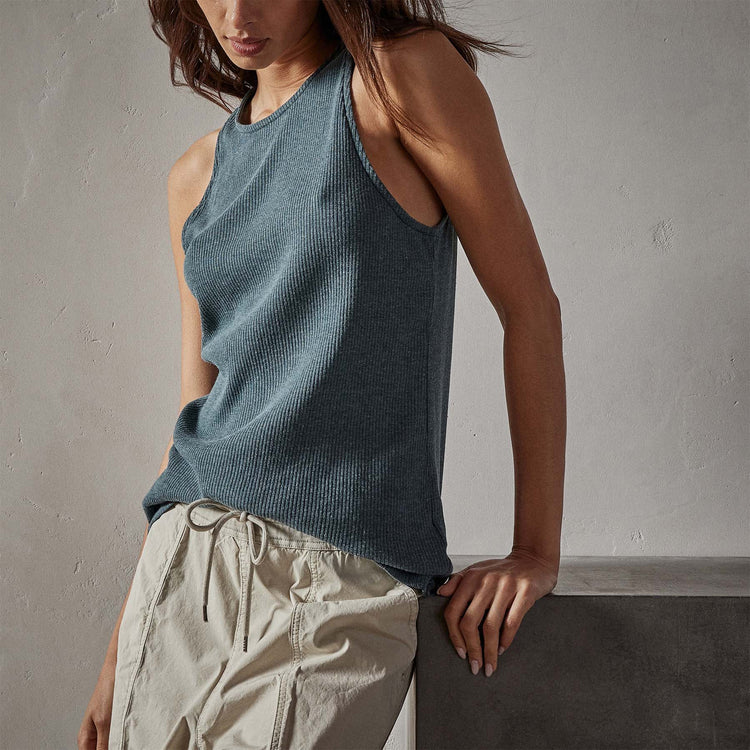Clean Cut Away Ribbed Tank in Laurel | James Perse Los Angeles