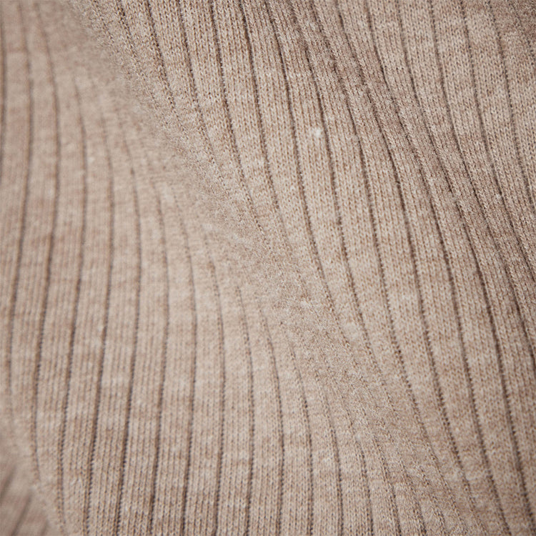 Deep V Long Sleeve Rib Top in Fawn | James Perse Los Angeles