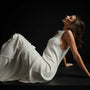 Cut Away Funnel Neck Ribbed Dress in Oyster | James Perse Los Angeles