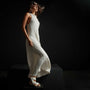 Cut Away Funnel Neck Ribbed Dress in Oyster | James Perse Los Angeles