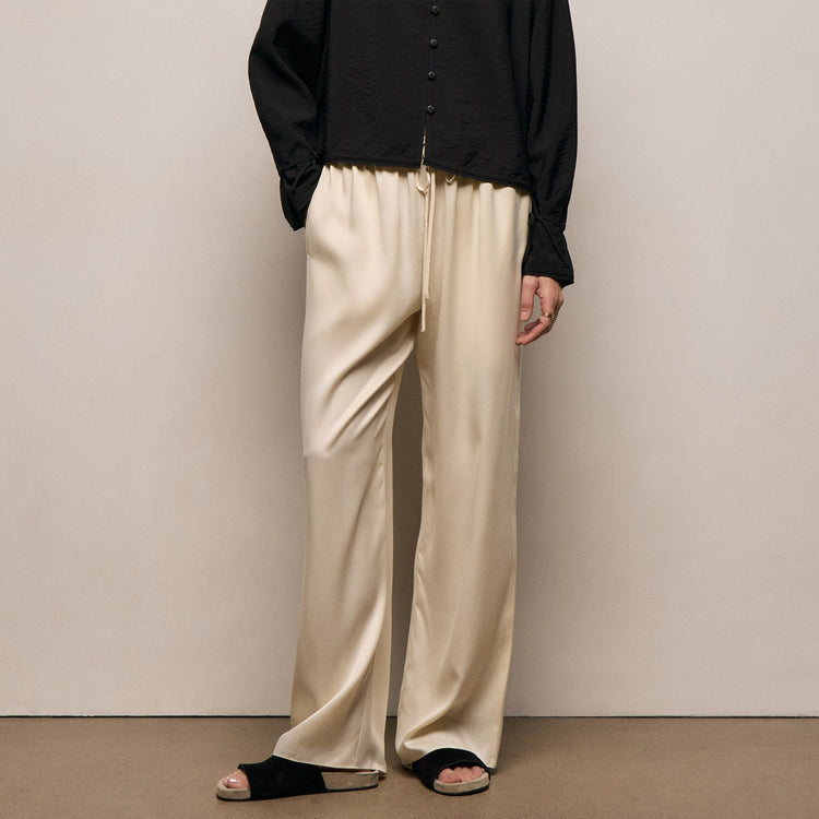 Silk Charmeuse Drawstring Pant in Ivory | James Perse Los Angeles