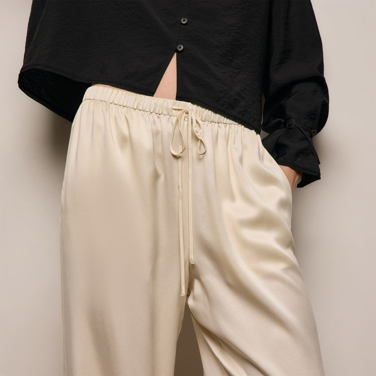 Silk Charmeuse Drawstring Pant in Ivory | James Perse Los Angeles