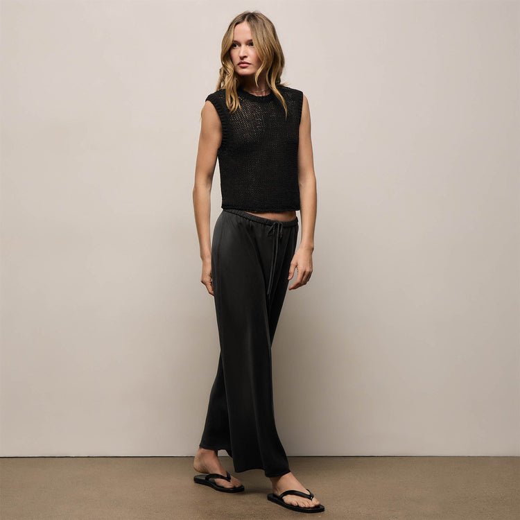 Silk Charmeuse Drawstring Skirt in Black | James Perse Los Angeles