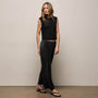 Silk Charmeuse Drawstring Skirt in Black | James Perse Los Angeles