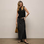 Silk Charmeuse Drawstring Skirt in Black | James Perse Los Angeles