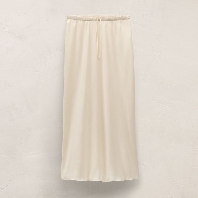 Silk Charmeuse Drawstring Skirt in Ivory | James Perse Los Angeles