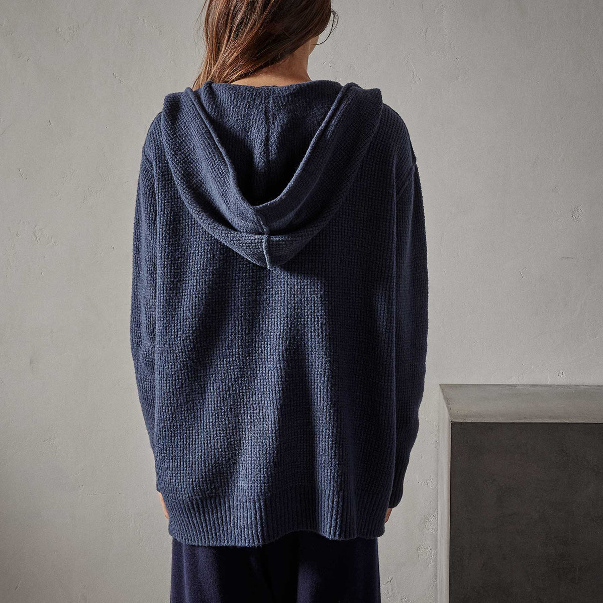 Thermal Hooded Cardigan in Navy | James Perse Los Angeles