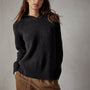 Thermal Knit Hooded Sweater in Black | James Perse Los Angeles