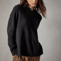 Thermal Knit Hooded Sweater in Black | James Perse Los Angeles