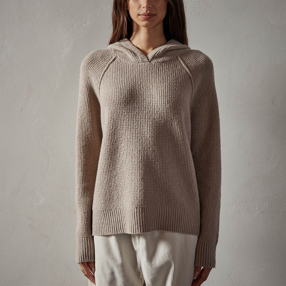 Thermal Knit Hooded Sweater in Nude | James Perse Los Angeles