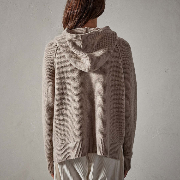 Thermal Knit Hooded Sweater in Nude | James Perse Los Angeles