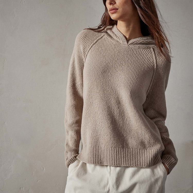 Thermal Knit Hooded Sweater in Nude | James Perse Los Angeles