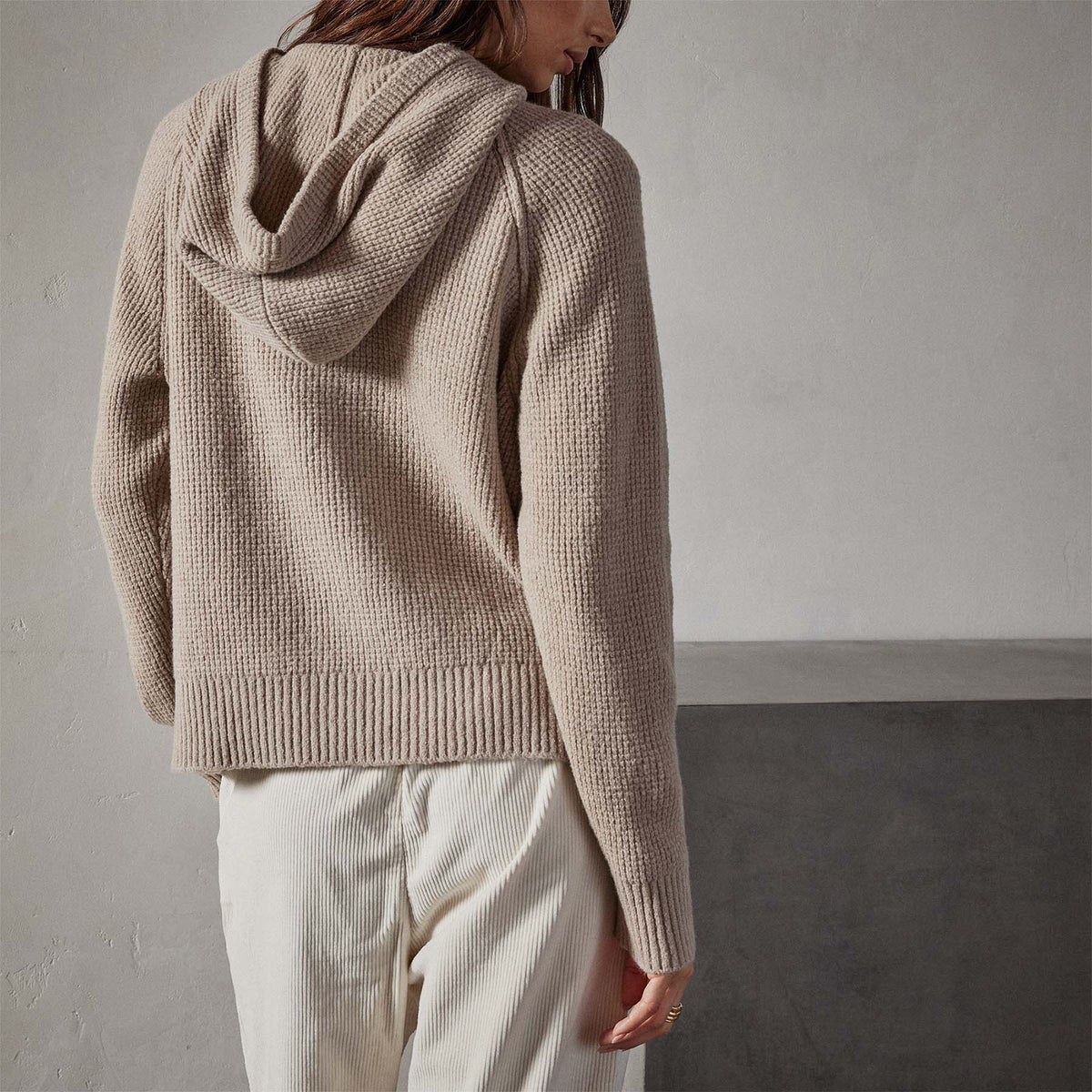 Thermal Knit Hooded Sweater in Nude | James Perse Los Angeles