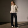 Fluffy Cashmere Zip Up Funnel Neck in Ivory | James Perse Los Angeles