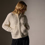 Fluffy Cashmere Zip Up Funnel Neck in Ivory | James Perse Los Angeles