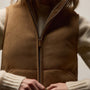 Suede Shearling Vest in Caramel | James Perse Los Angeles