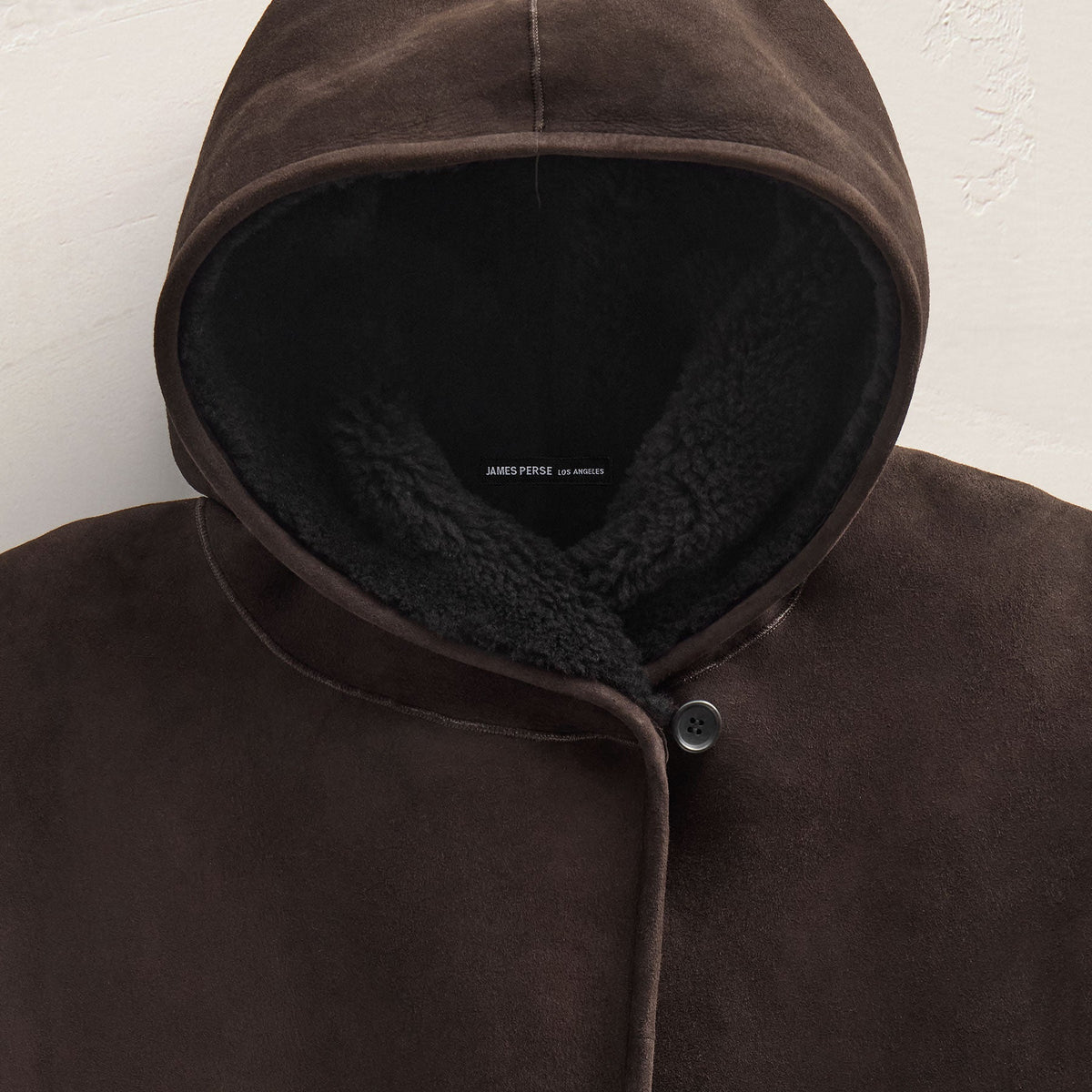 Long Suede Hooded Jacket in Kona | James Perse Los Angeles FLAT