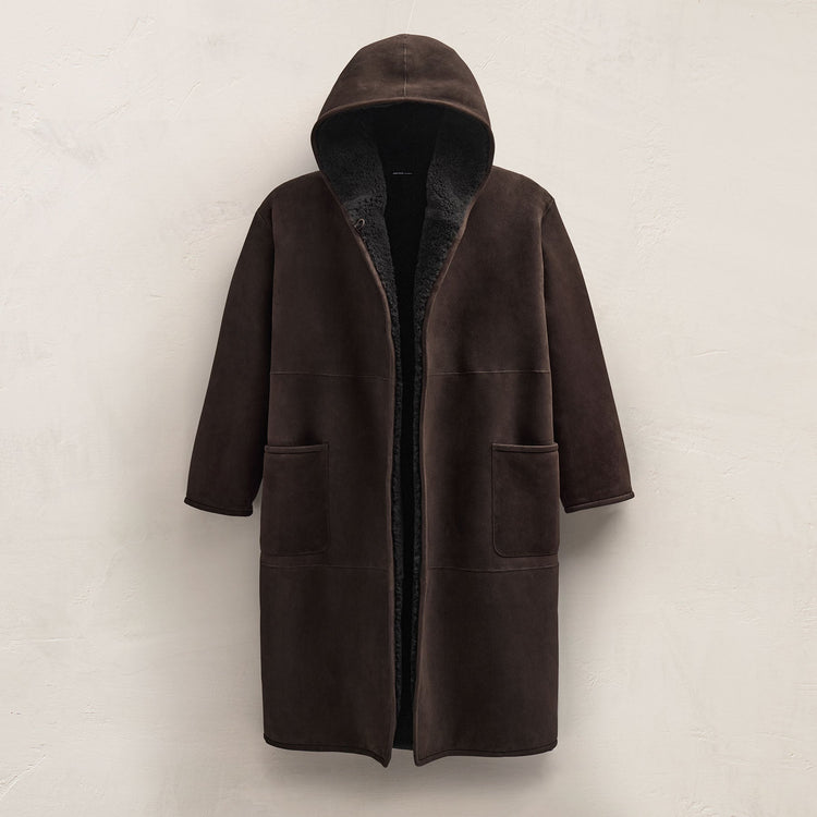 Long Suede Hooded Jacket in Kona | James Perse Los Angeles FLAT