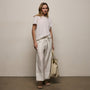 Washed Silk Wide Cuff Pant in Ivory | James Perse Los Angeles