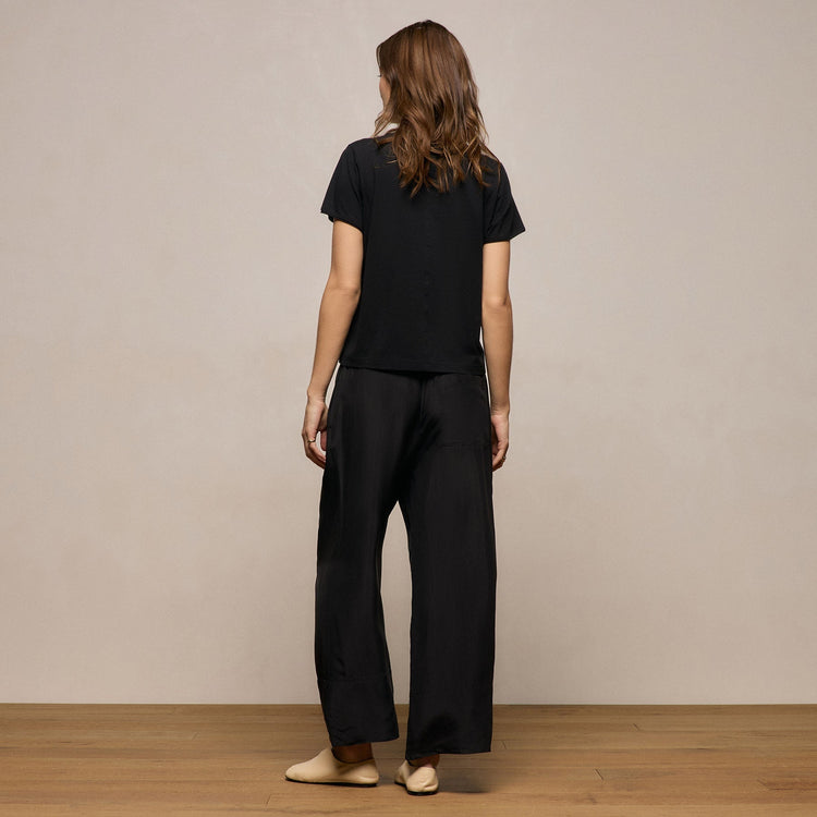 Washed Silk Wide Cuff Pant in Washed Black | James Perse Los Angeles