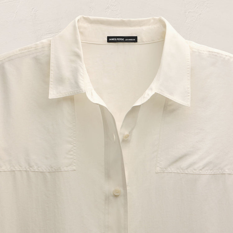 Washed Silk Patch Shirt in Ivory | James Perse Los Angeles