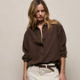 Washed Silk Patch Shirt in Washed Brown | James Perse Los Angeles