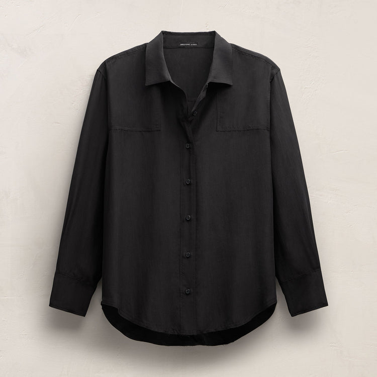 Washed Silk Patch Shirt in Washed Black | James Perse Los Angeles