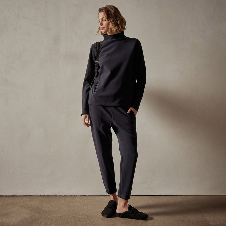 Long Sleeve Polar Fleece Turtleneck in Black | James Perse Los Angeles