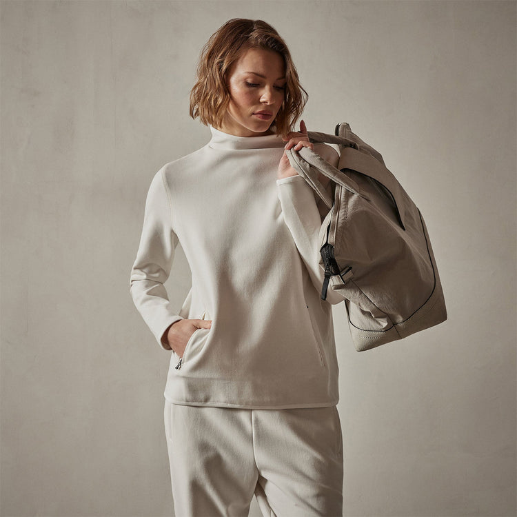 Long Sleeve Polar Fleece Turtleneck in Talc | James Perse Los Angeles