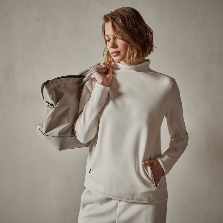 Long Sleeve Polar Fleece Turtleneck in Talc | James Perse Los Angeles