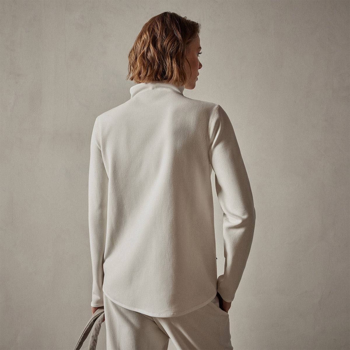 Long Sleeve Polar Fleece Turtleneck in Talc | James Perse Los Angeles