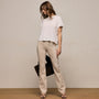 Stretch Suede Bootcut Pant in Ecru | James Perse Los Angeles
