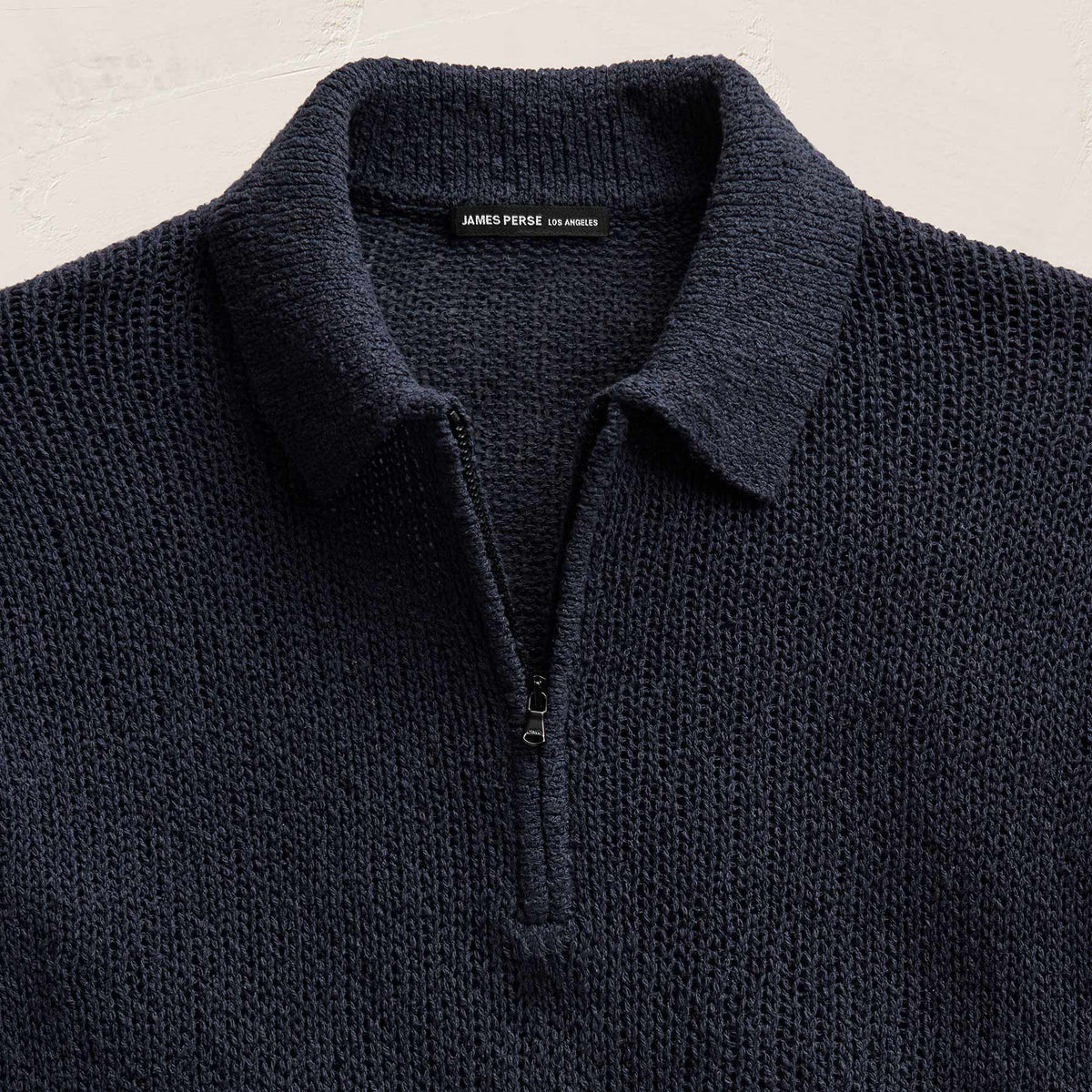 East Cape Silk Linen Quarter Zip in Navy | James Perse Los Angeles