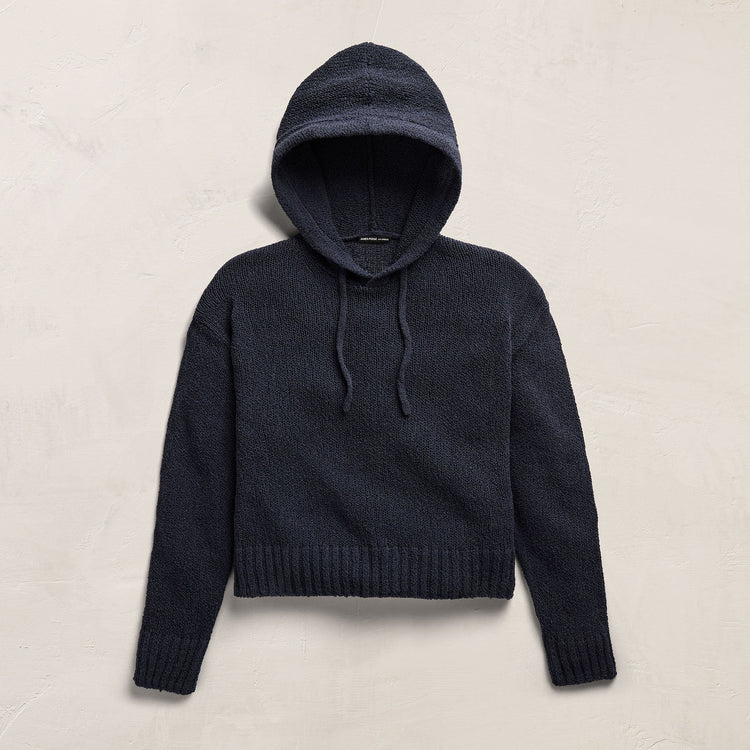 East Cape Silk Linen Hooded Sweater in Navy | James Perse Los Angeles
