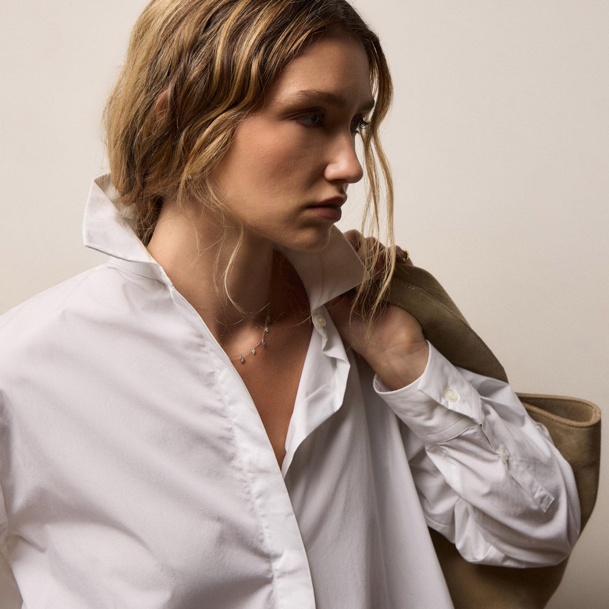Supima Poplin Shirting in White | James Perse Los Angeles