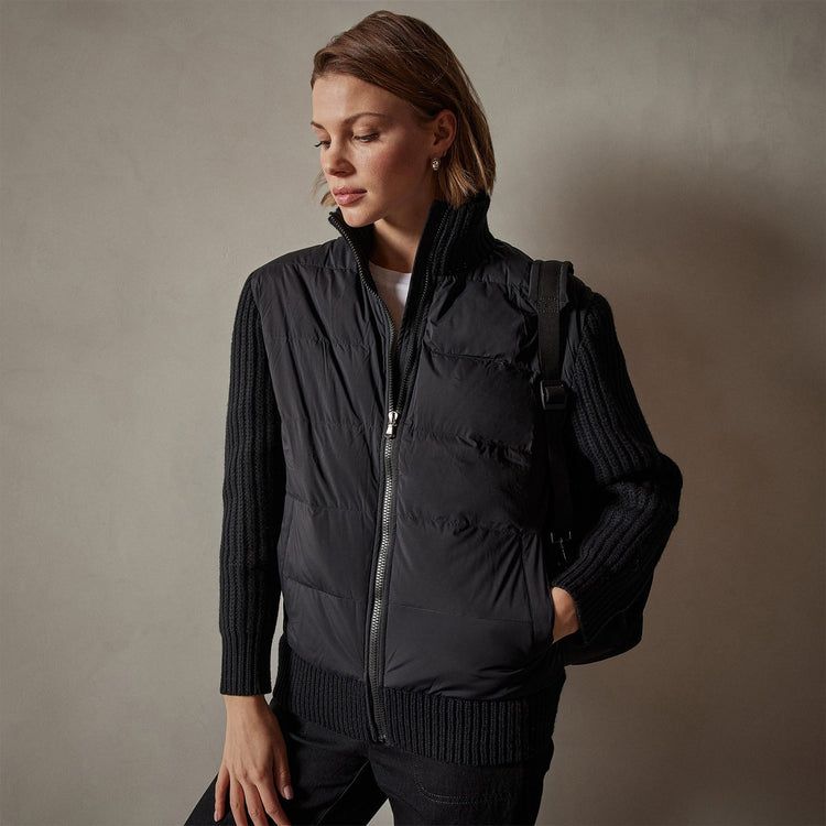 Mixed Media Zip Front Jacket in Black | James Perse Los Angeles