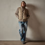 Mixed Media Zip Front Jacket in Coyote | James Perse Los Angeles
