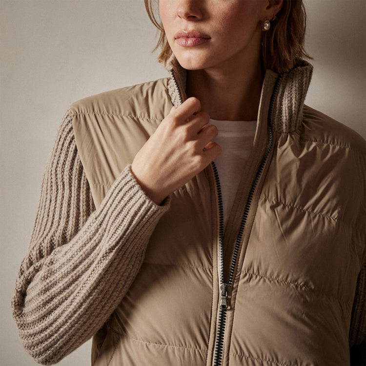 Mixed Media Zip Front Jacket in Coyote | James Perse Los Angeles