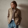 Mixed Media Zip Front Jacket in Coyote | James Perse Los Angeles