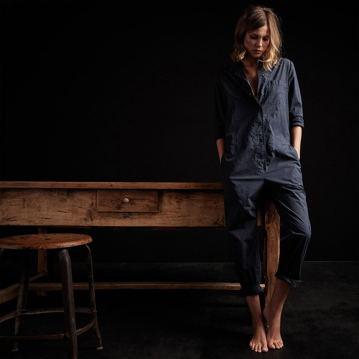 flight jumpsuit blue oil wsps6676 | James Perse Los Angeles 