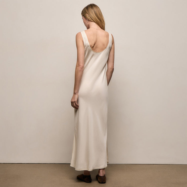 Silk Twill Tank Dress in Ivory | James Perse Los Angeles