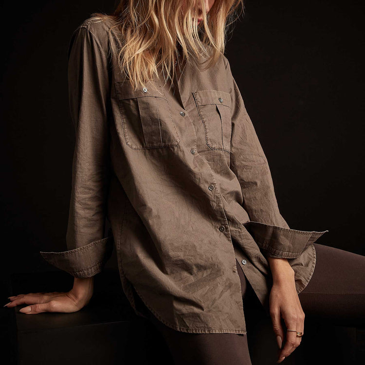 Supima Ripstop Utility Shirt - Greystone Pigment | James Perse Los Angeles